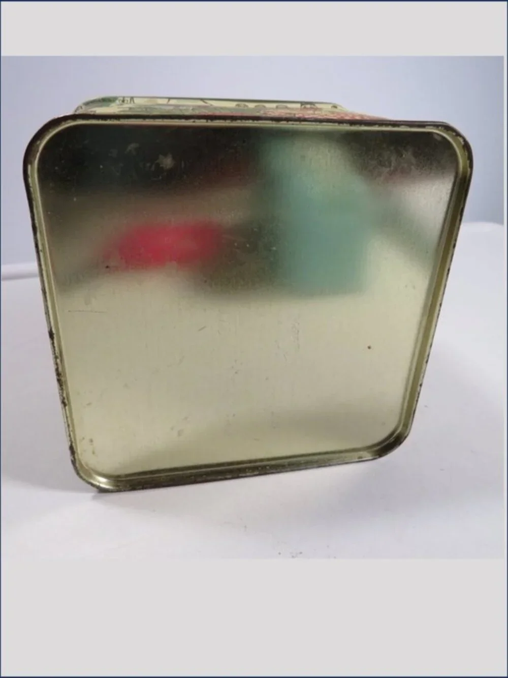 Vintage Teddy Bears in Kitchen Tin Container Square Holiday Metal Box Storage